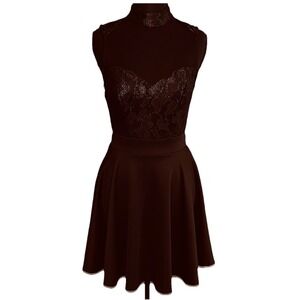 B.‎ Darlin Juniors Black and GoldLace Bodice Fit & Flare Cocktail Dress